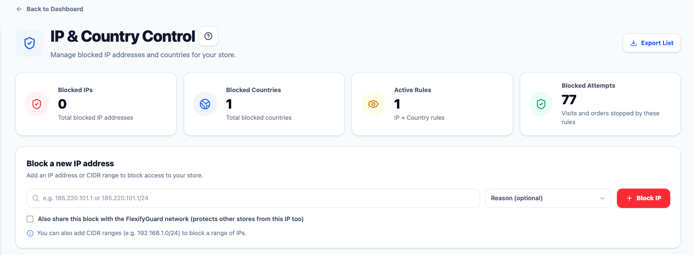 Ranges go in the same field, e.g. 43.128.0.0/16 (see the hint under the form)